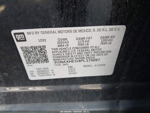 Продаж на аукціоні авто 2023 Chevrolet Equinox Fwd Ls, vin: 3GNAXHEG4PL175697, номер лоту: 44820385