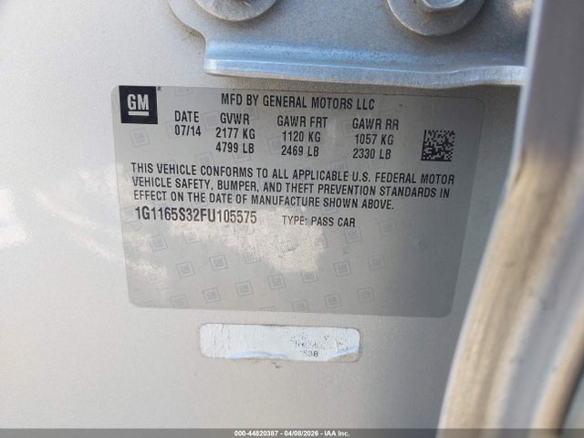 Chevrolet IMPALA 2LZ 2015 1G1165S32FU105575 Image 9