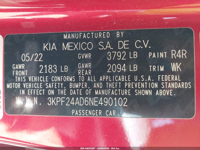 2022 KIA FORTE 3KPF24AD6NE490102 Photo 8