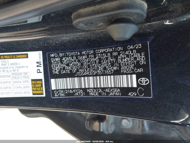 JTDS4MCE0P3517657 Toyota COROLLA SE
