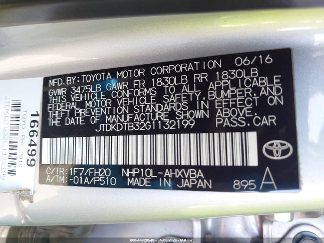 JTDKDTB32G1132199 Toyota Prius C One