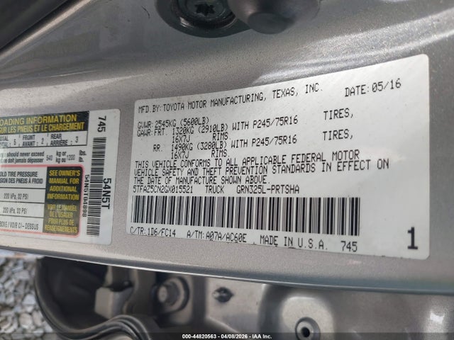 Aukcja sprzedaży 2016 Toyota Tacoma Sr5 V6, vin: 5TFAZ5CN2GX015521, numer aukcji: 44820563