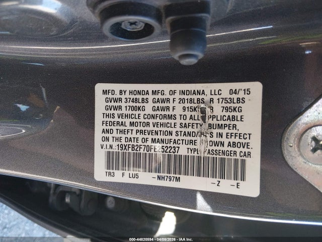 Honda CIVIC SE 2015 19XFB2F70FE252237 Image 9