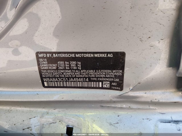 Продаж на аукціоні авто 2018 Bmw 320i Xdrive, vin: WBA8A3C51JA494614, номер лоту: 44820601