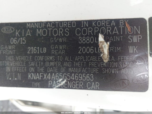 Продажа на аукционе авто 2016 Kia Forte Lx, vin: KNAFX4A65G5469563, номер лота: 44820602