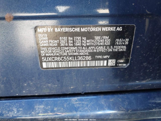 Aukcja sprzedaży 2019 Bmw X5 Xdrive40i, vin: 5UXCR6C55KLL36286, numer aukcji: 44820608