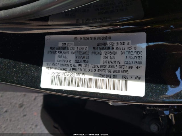 2021 Mazda Cx-9 Signature მანქანა იყიდება აუქციონზე, vin: JM3TCBEY4M0536218, აუქციონის ნომერი: 44820627