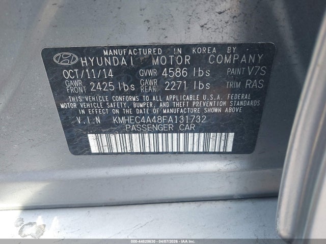 Продаж на аукціоні авто 2015 Hyundai Sonata Hybrid Limited, vin: KMHEC4A48FA131732, номер лоту: 44820630
