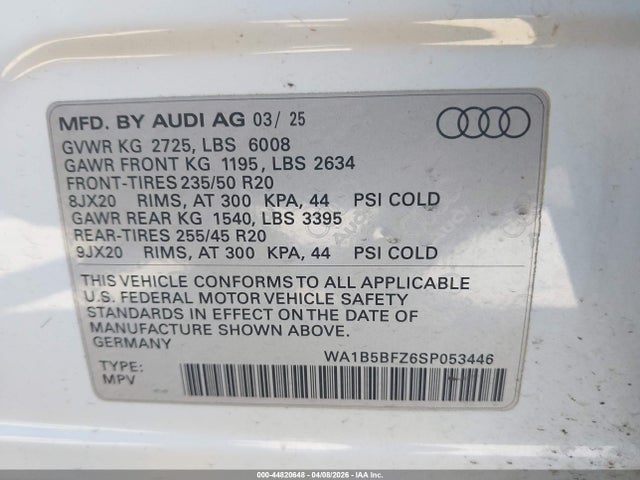 WA1B5BFZ6SP053446 Audi Q4 E-tron Premium 45 Quattro