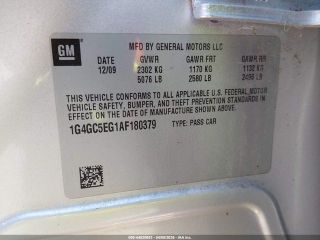 Продажа на аукционе авто 2010 Buick Lacrosse Cxl, vin: 1G4GC5EG1AF180379, номер лота: 44820653