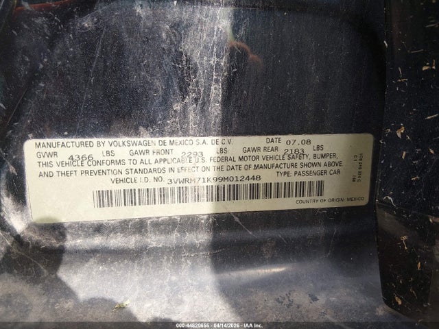 Продаж на аукціоні авто 2009 Volkswagen Jetta Se/sel, vin: 3VWRM71K99M012448, номер лоту: 44820655