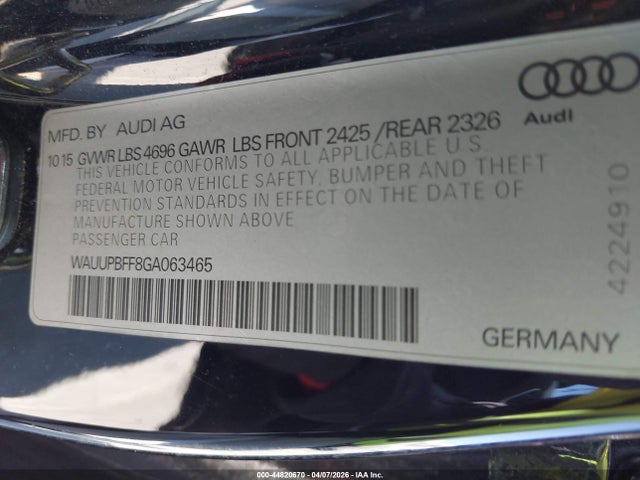 WAUUPBFF8GA063465 Audi A3 E-tron 1.4t Premium