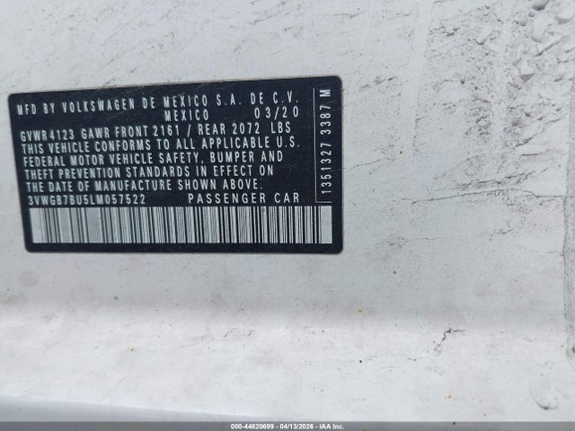 Продажа на аукционе авто 2020 Volkswagen Jetta 1.4t Sel Premium, vin: 3VWGB7BU5LM057522, номер лота: 44820699
