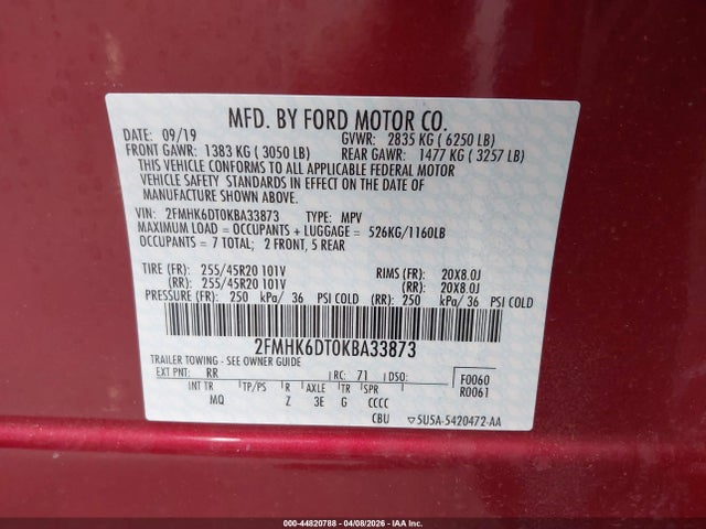 Ford Flex Limited 2019 2FMHK6DT0KBA33873 Image 9