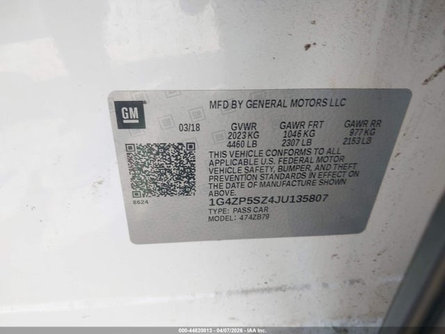 Продаж на аукціоні авто 2018 Buick Lacrosse Essence, vin: 1G4ZP5SZ4JU135807, номер лоту: 44820813