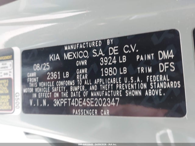 Продажа на аукционе авто 2025 Kia K4 Lxs, vin: 3KPFT4DE4SE202347, номер лота: 44820849