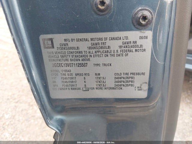 2007 Chevrolet Silverado 1500 Classic Ls მანქანა იყიდება აუქციონზე, vin: 2GCEC13V071125587, აუქციონის ნომერი: 44820856