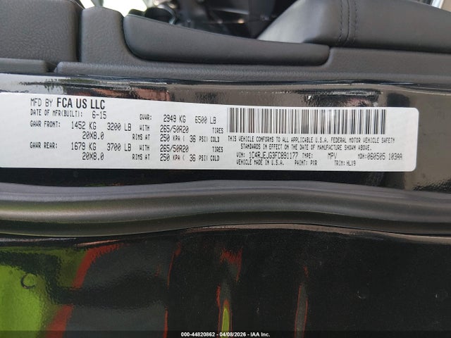 Продаж на аукціоні авто 2015 Jeep Grand Cherokee, vin: 1C4RJEJG3FC891177, номер лоту: 44820862