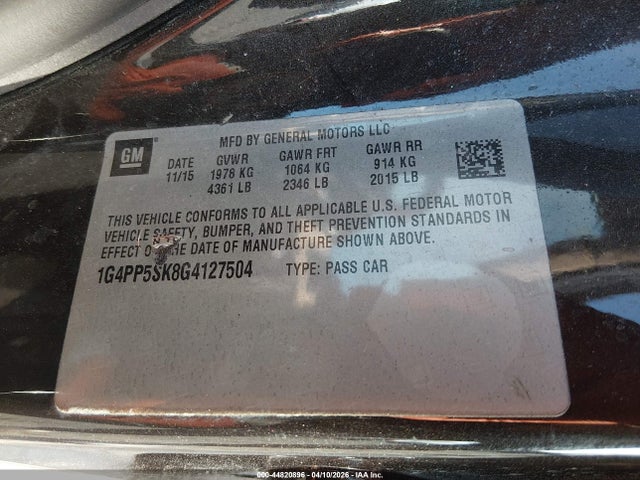 Aukcja sprzedaży 2016 Buick Verano, vin: 1G4PP5SK8G4127504, numer aukcji: 44820896