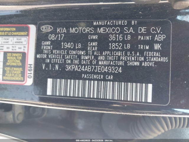 KIA RIO LX 2018 3KPA24AB7JE049324 Image 9
