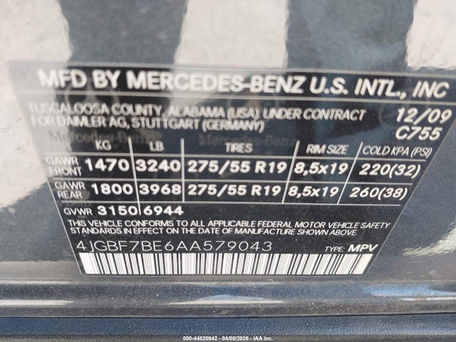 2010 MERCEDES-BENZ GL 450 4JGBF7BE6AA579043 Photo 8