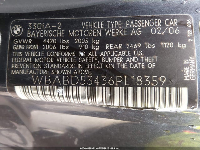 Aukcja sprzedaży 2006 Bmw 330ci, vin: WBABD53436PL18359, numer aukcji: 44820961