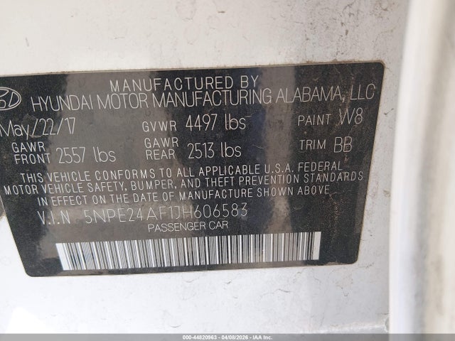 5NPE24AF1JH606583 Hyundai SONATA SE