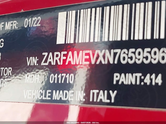 2022 ALFA ROMEO GIULIA ZARFAMEVXN7659596 Photo 8