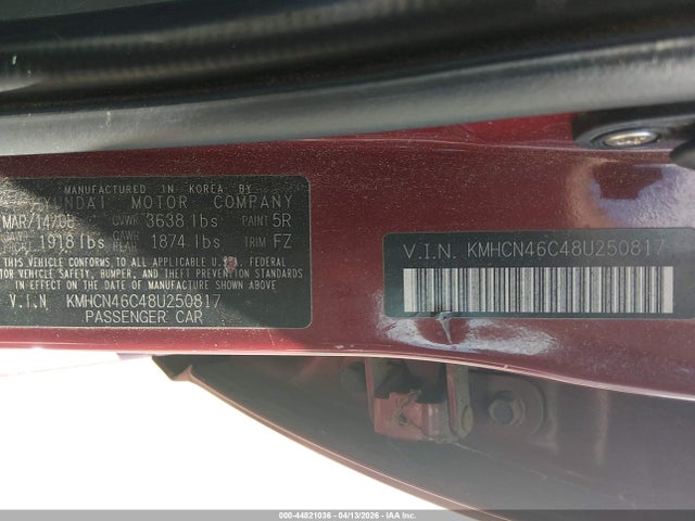 2008 HYUNDAI ACCENT KMHCN46C48U250817 Photo 8