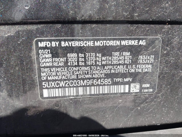 Продаж на аукціоні авто 2021 Bmw X7 Xdrive40i, vin: 5UXCW2C03M9F64585, номер лоту: 44821050