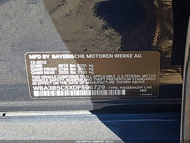 2013 Bmw 328i Xdrive მანქანა იყიდება აუქციონზე, vin: WBA3B5C5XDF596729, აუქციონის ნომერი: 44821113