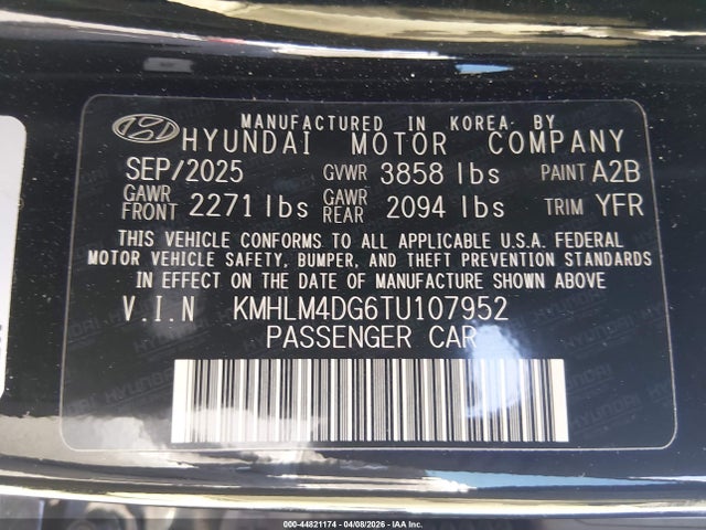 2026 Hyundai Elantra Sel Sport მანქანა იყიდება აუქციონზე, vin: KMHLM4DG6TU107952, აუქციონის ნომერი: 44821174