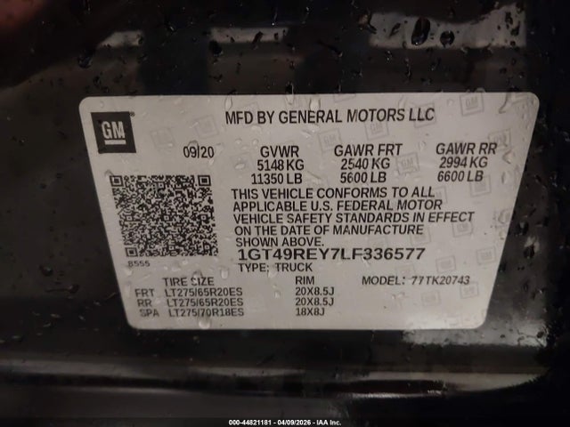Aukcja sprzedaży 2020 Gmc Sierra 2500hd 4wd  Standard Bed Denali, vin: 1GT49REY7LF336577, numer aukcji: 44821181