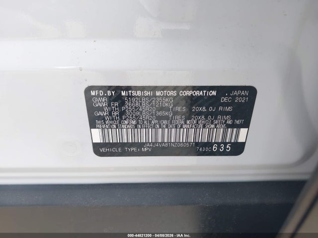 Aukcja sprzedaży 2022 Mitsubishi Outlander Sel Special Edition S-awc, vin: JA4J4VA81NZ060571, numer aukcji: 44821200