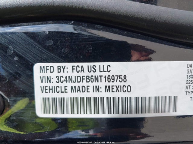 Продажа на аукционе авто 2022 Jeep Compass Latitude Lux 4x4, vin: 3C4NJDFB6NT169758, номер лота: 44821207