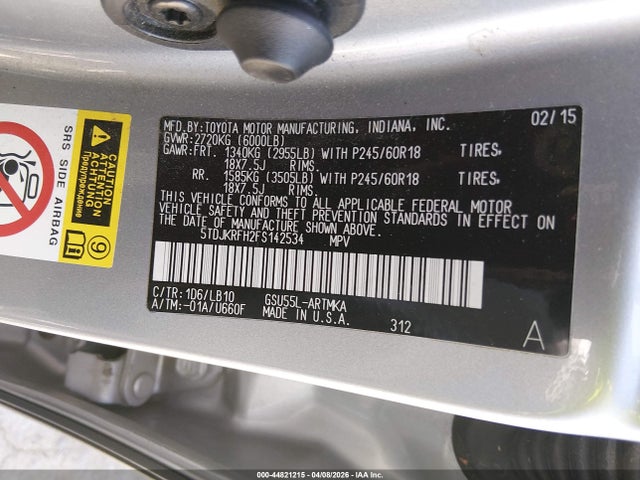 5TDJKRFH2FS142534 Toyota Highlander Xle V6