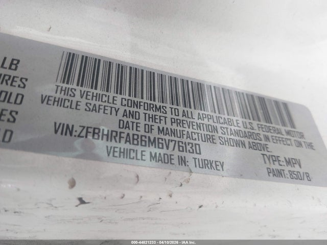 Продаж на аукціоні авто 2021 Ram Promaster City Tradesman, vin: ZFBHRFAB6M6V76130, номер лоту: 44821233