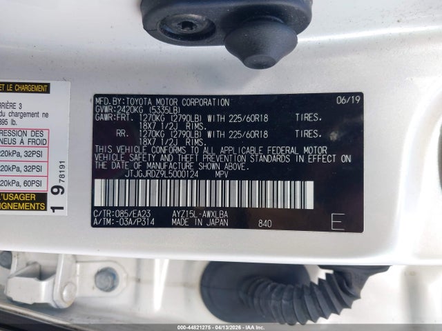Aukcja sprzedaży 2020 Lexus Nx 300h, vin: JTJGJRDZ9L5000124, numer aukcji: 44821275