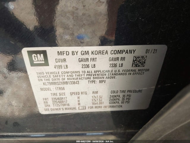 KL79MMS2XMB133843 Chevrolet Trailblazer Fwd Ls