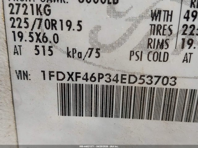 44821371 :رقم المزاد ، 1FDXF46P34ED53703 vin ، 2004 Ford F-450 Xl/xlt مزاد بيع