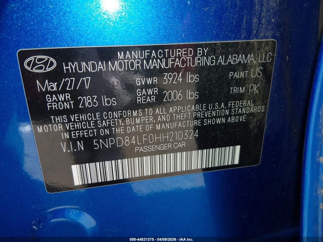 Hyundai ELANTRA SE 2017 5NPD84LF0HH210324 Image 9