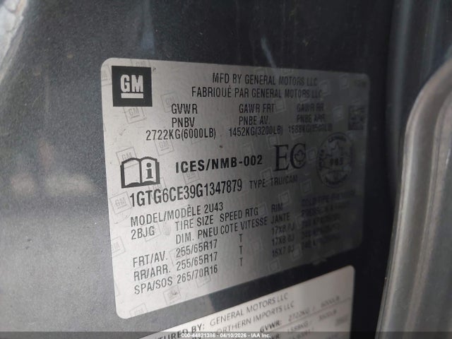 1GTG6CE39G1347879 GMC CANYON SLE