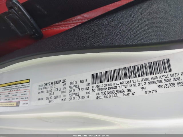 Aukcja sprzedaży 2013 Jeep Wrangler Unlimited Sahara, vin: 1C4BJWEG8DL587664, numer aukcji: 44821387