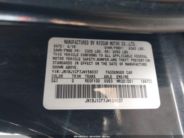 Продаж на аукціоні авто 2018 Nissan Rogue Sport Sv, vin: JN1BJ1CP7JW159037, номер лоту: 44821514