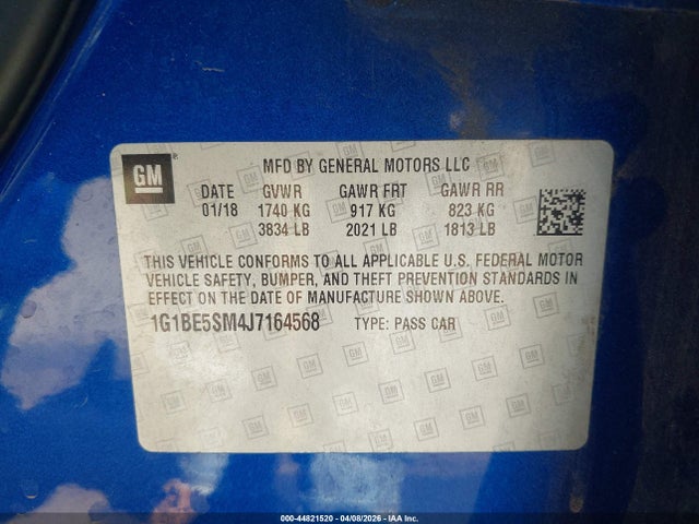 1G1BE5SM4J7164568 Chevrolet Cruze Lt Auto