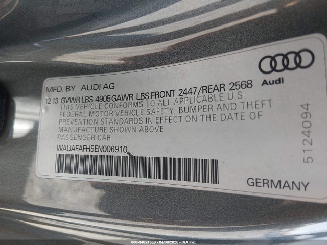 Продажа на аукционе авто 2014 Audi A5 2.0t Premium, vin: WAUAFAFH5EN006910, номер лота: 44821568