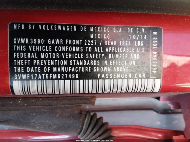 2015 VOLKSWAGEN BEETLE 3VWF17AT5FM627496 Photo 8