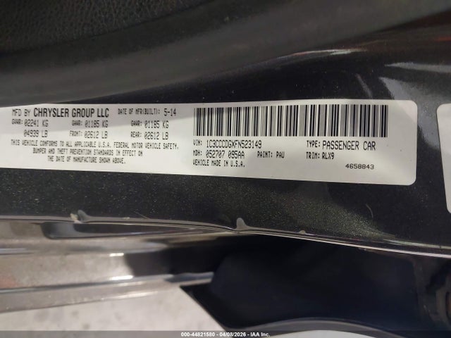 Aukcja sprzedaży 2015 Chrysler 200 S, vin: 1C3CCCDGXFN523149, numer aukcji: 44821580