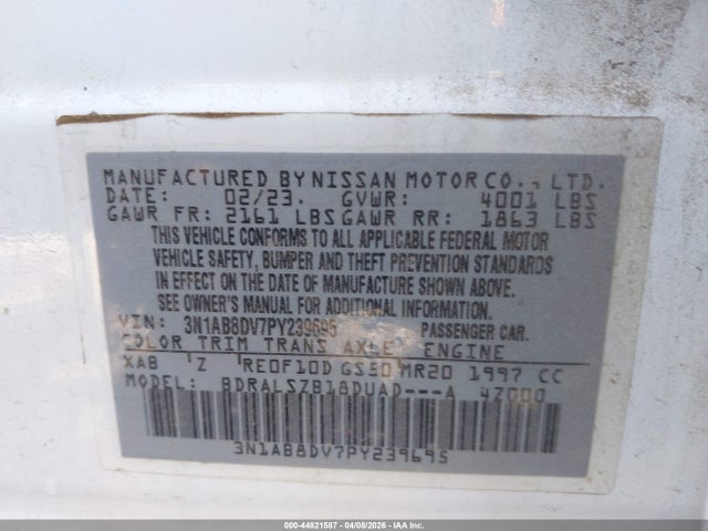 2023 Nissan Sentra Sr Xtronic Cvt მანქანა იყიდება აუქციონზე, vin: 3N1AB8DV7PY239695, აუქციონის ნომერი: 44821587