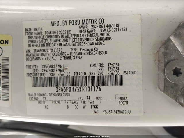 2015 FORD FUSION 3FA6P0H72FR131176 Photo 8